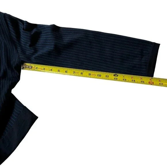 Worth Womens Wool Blend Cardigan Sweater Stripped Blue Black Sz L Lightweight - Picture 10 of 12